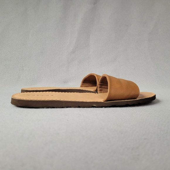 Volcom Womens Size 10M Simple Synthetic Brown Leather Slide Sandal Tan - Picture 6 of 6